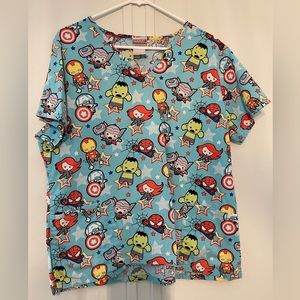❤️💚 Marvel Avengers Scrub Top Size Large Super Hero 💚❤️